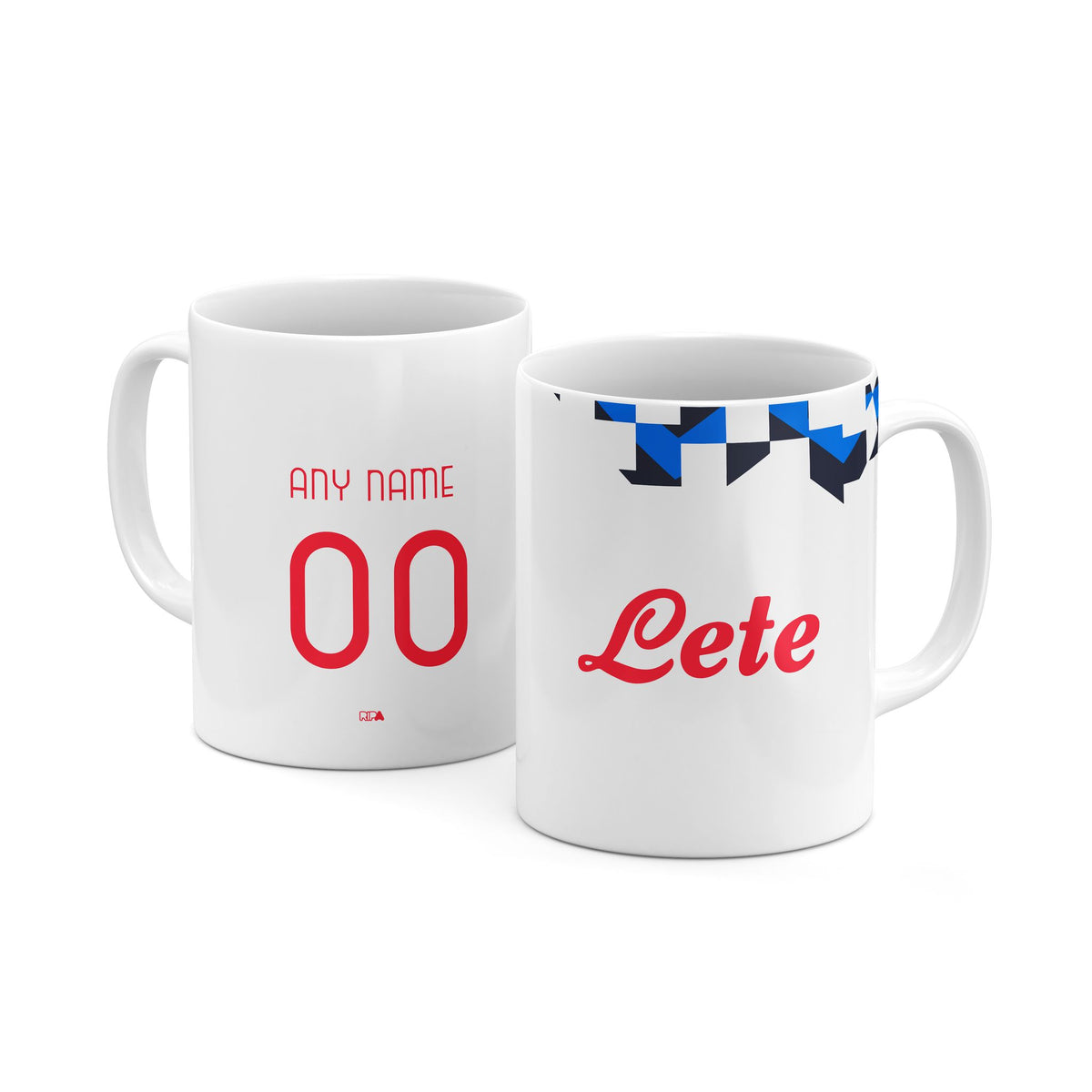 Mug with the Atalanta 2026-27 Away football shirt design by RIPA Football