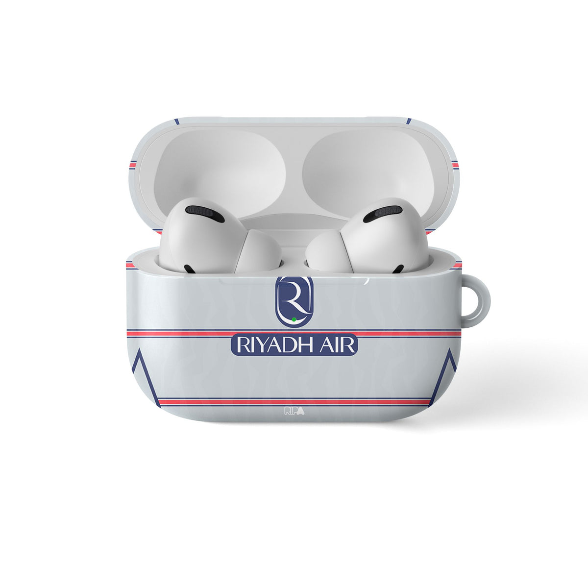 AirPods case with the Atlético Madrid 2026-27 Third football shirt design by RIPA Football