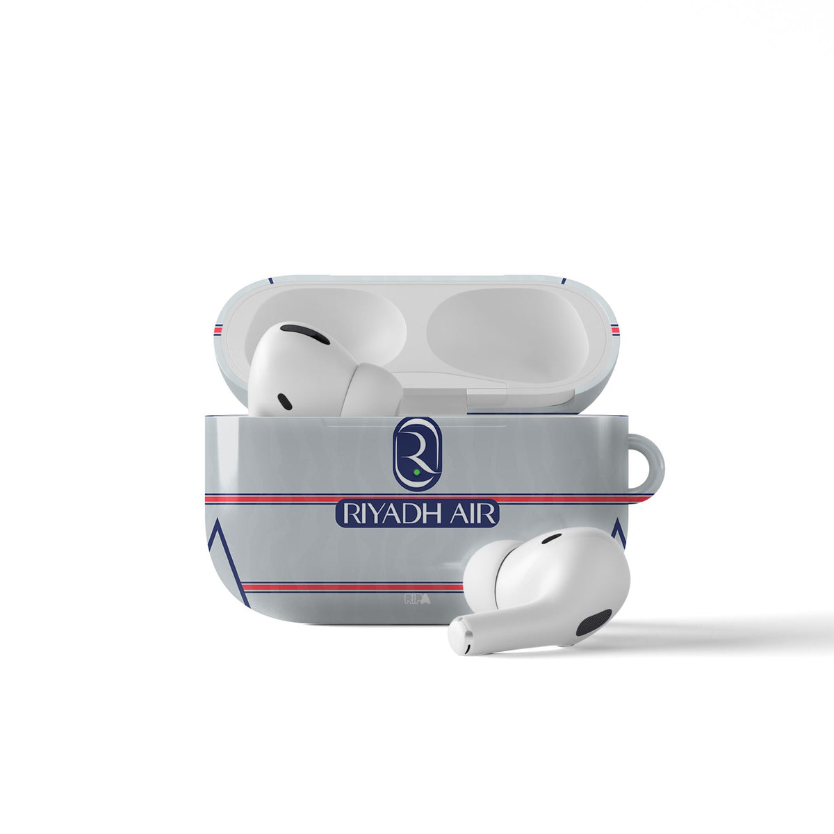 AirPods case with the Atlético Madrid 2026-27 Third football shirt design by RIPA Football