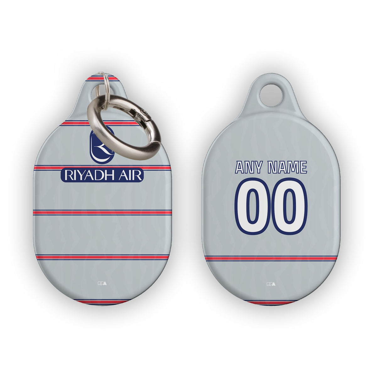 AirTag holder with the Atlético Madrid 2026-27 Third football shirt design by RIPA Football