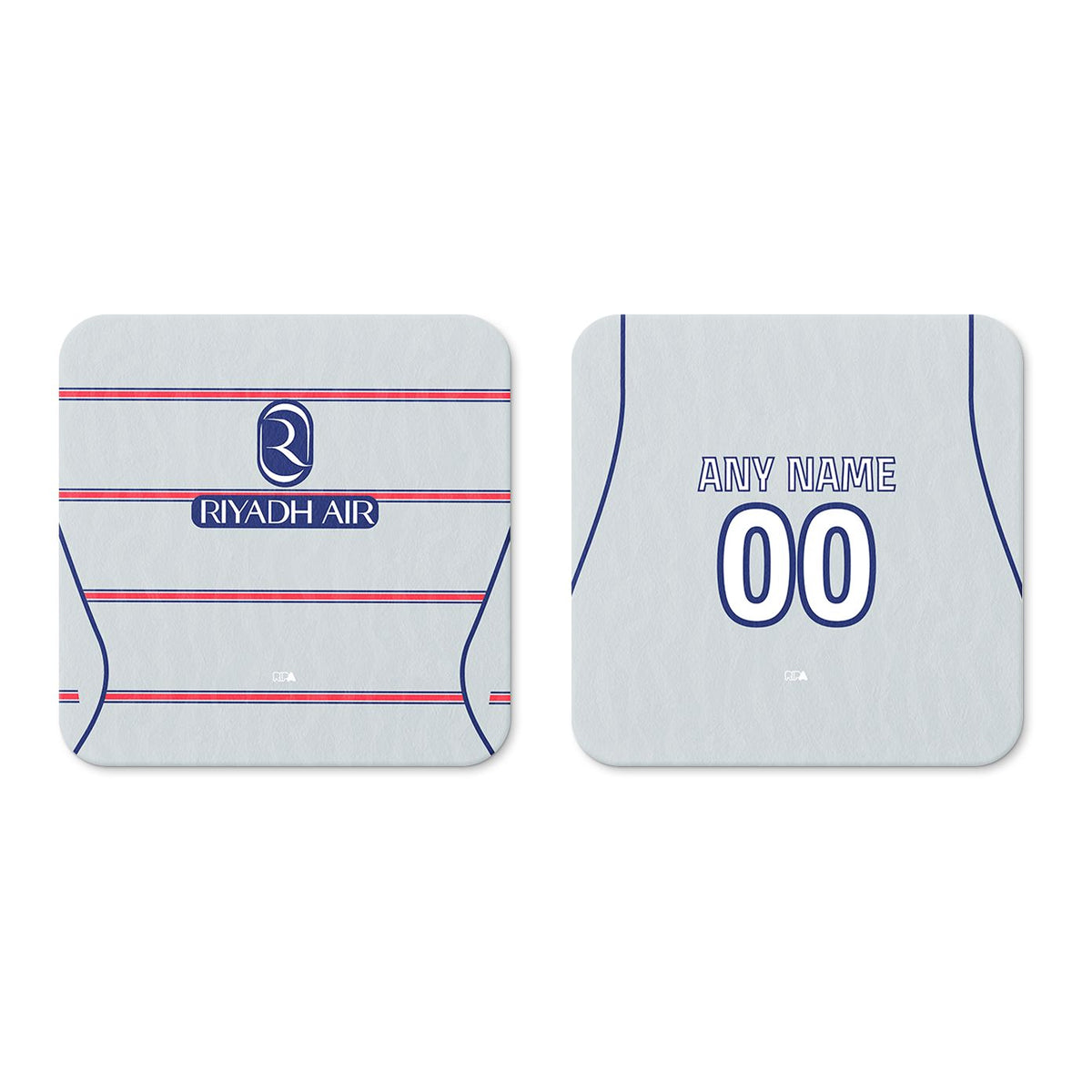 Coaster with the Atlético Madrid 2026-27 Third football shirt design by RIPA Football