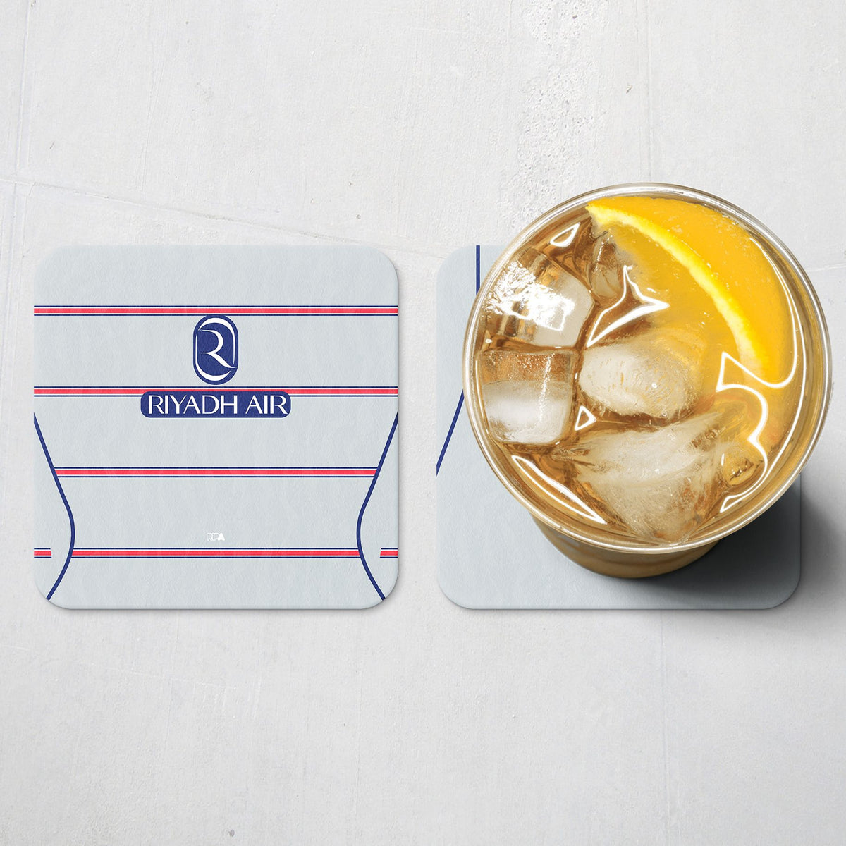 Coaster with the Atlético Madrid 2026-27 Third football shirt design by RIPA Football