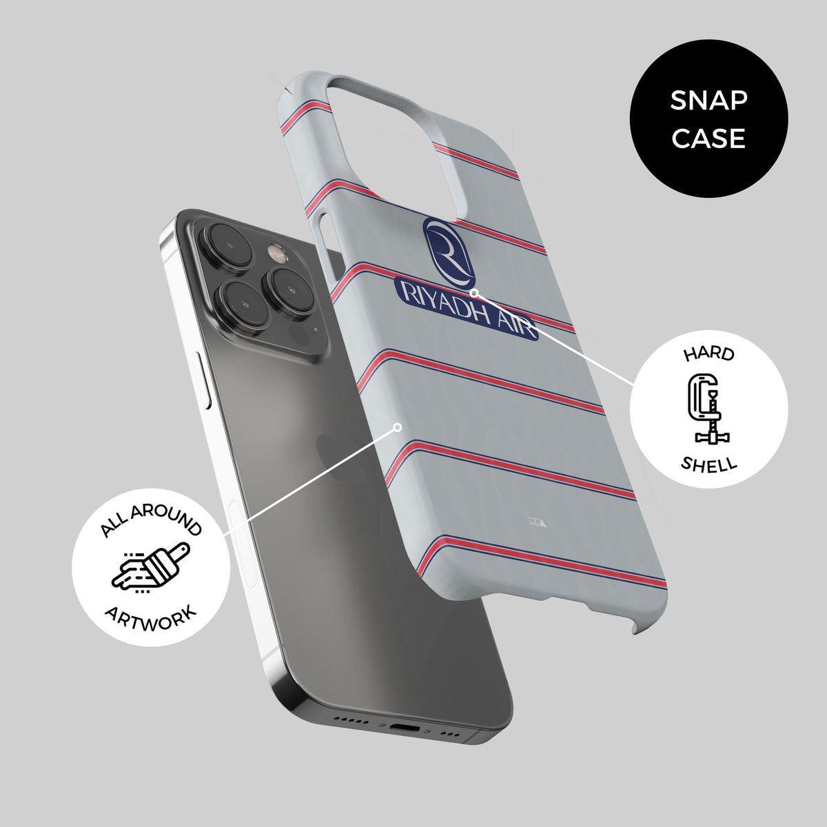 Phone case with the Atlético Madrid 2026-27 Third football shirt design by RIPA Football