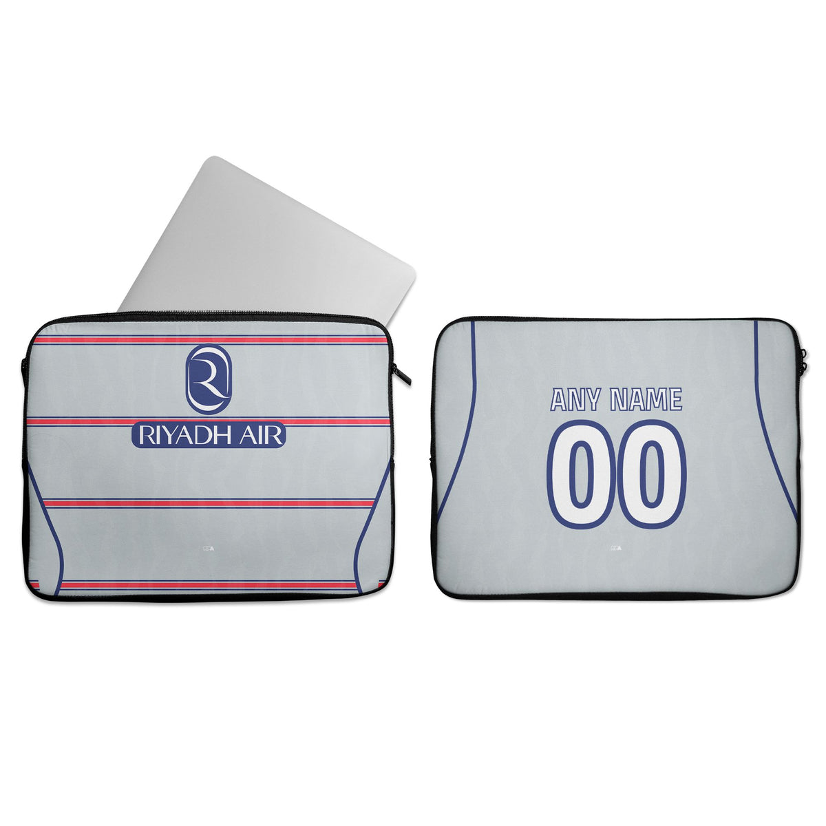 Laptop sleeve with the Atlético Madrid 2026-27 Third football shirt design by RIPA Football