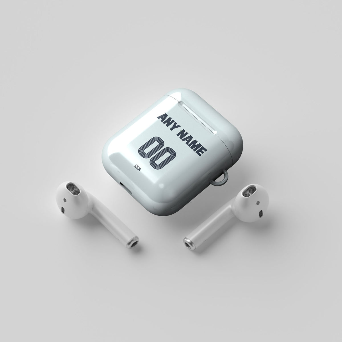 AirPods case with the Bayer 04 Leverkusen 2026-27 Away football shirt design by RIPA Football