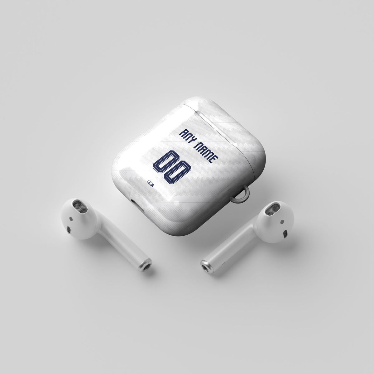 AirPods case with the Bayern Munich 2026-27 Away football shirt design by RIPA Football