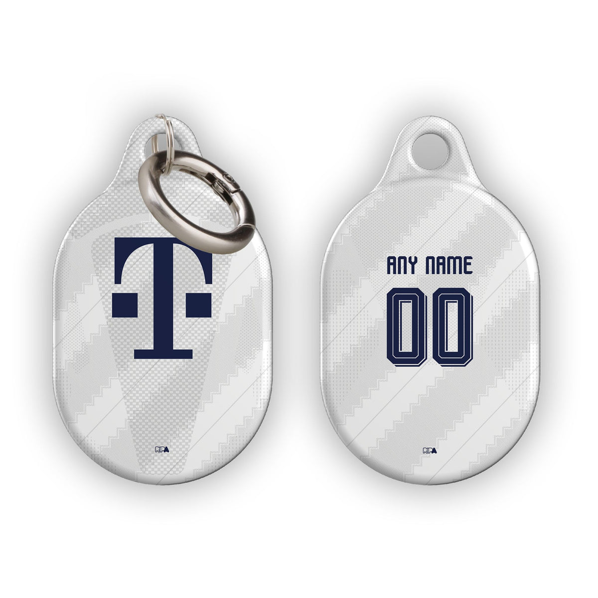 AirTag holder with the Bayern Munich 2026-27 Away football shirt design by RIPA Football