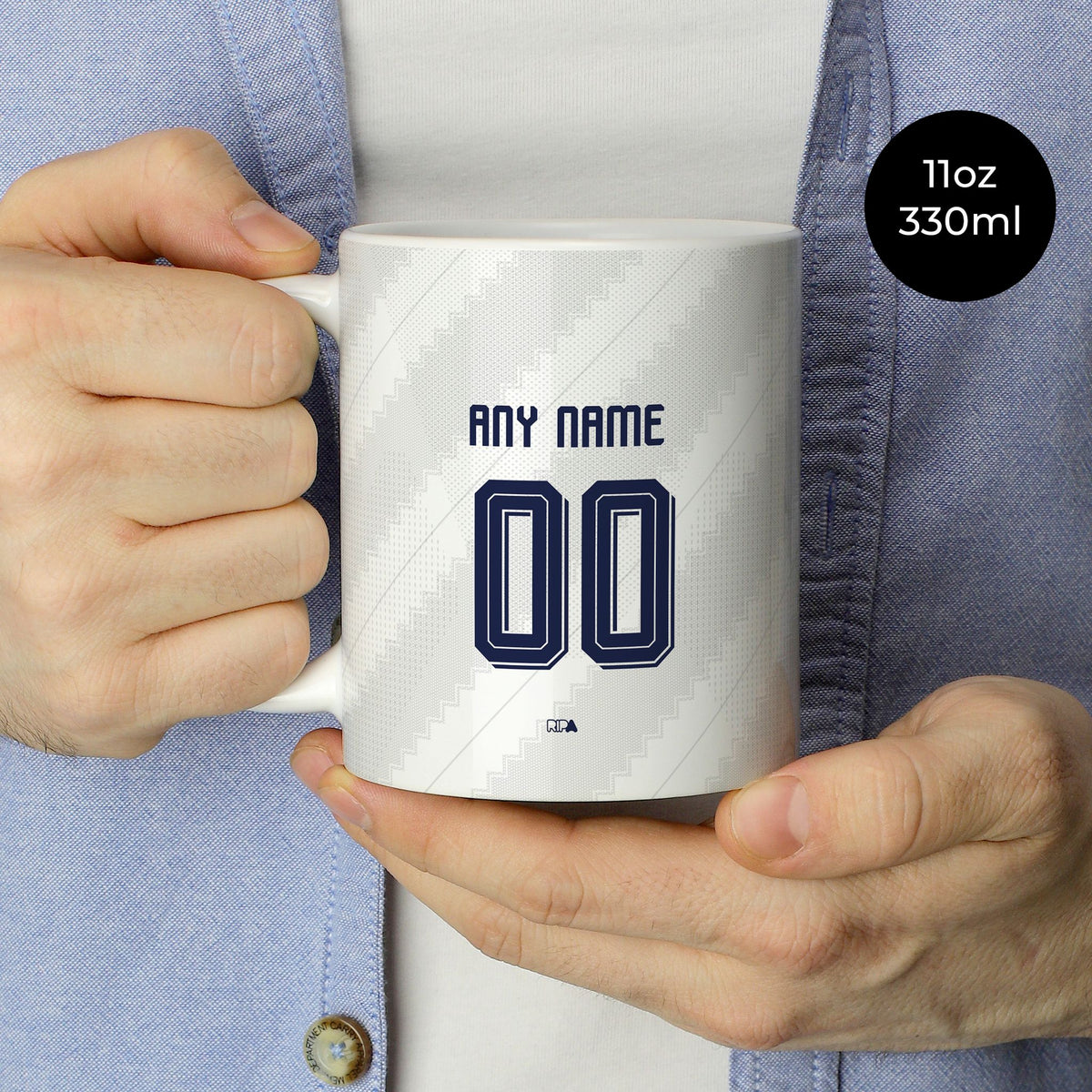 Mug with the Bayern Munich 2026-27 Away football shirt design by RIPA Football