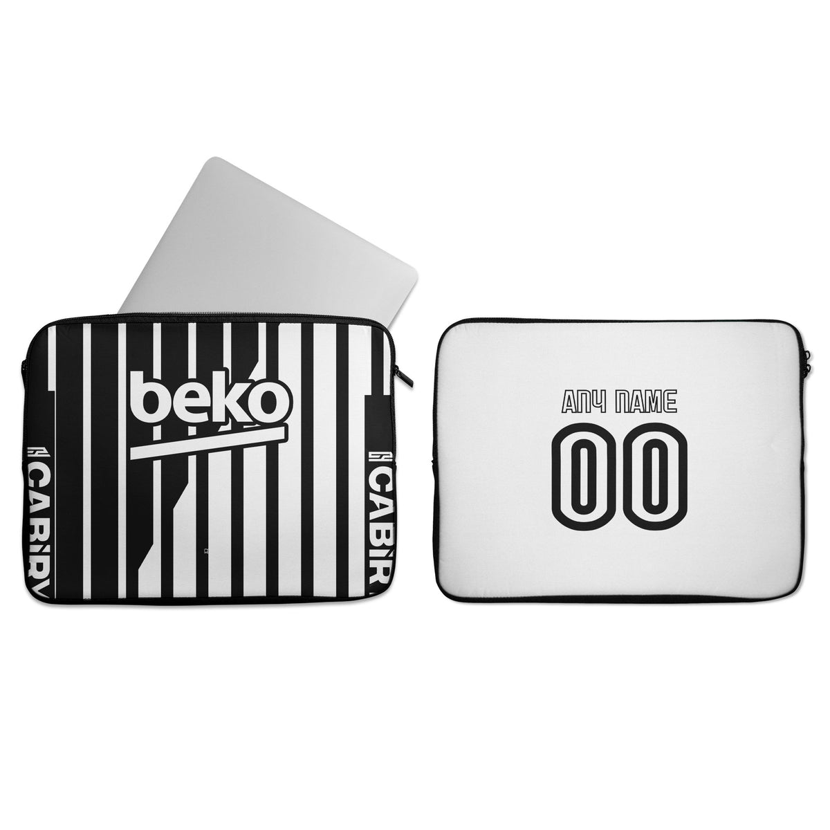 Laptop sleeve with the Besiktas 2026-27 Away football shirt design by RIPA Football