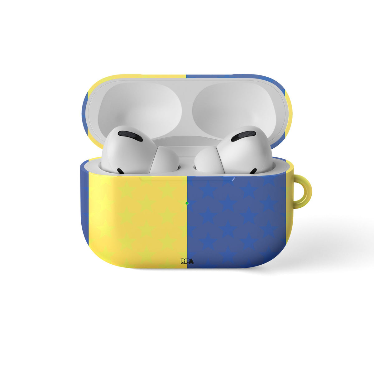AirPods case with the Boca Juniors 2026 Prematch football shirt design by RIPA Football