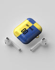 AirPods case with the Boca Juniors 2026 Prematch football shirt design by RIPA Football