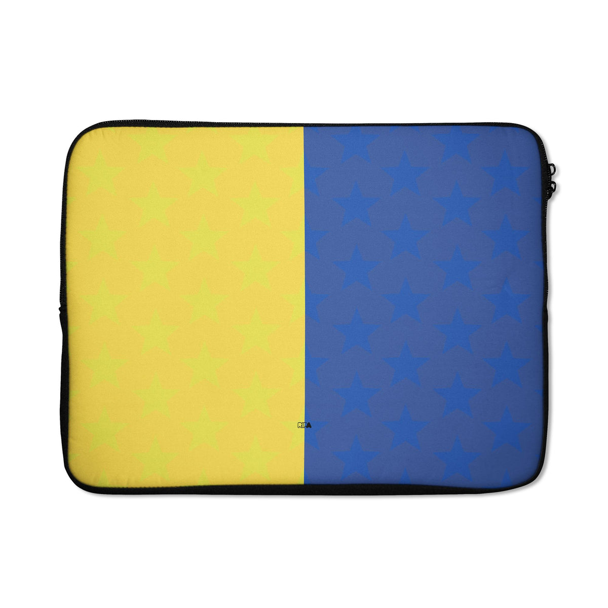 Laptop sleeve with the Boca Juniors 2026 Prematch football shirt design by RIPA Football