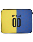 Laptop sleeve with the Boca Juniors 2026 Prematch football shirt design by RIPA Football
