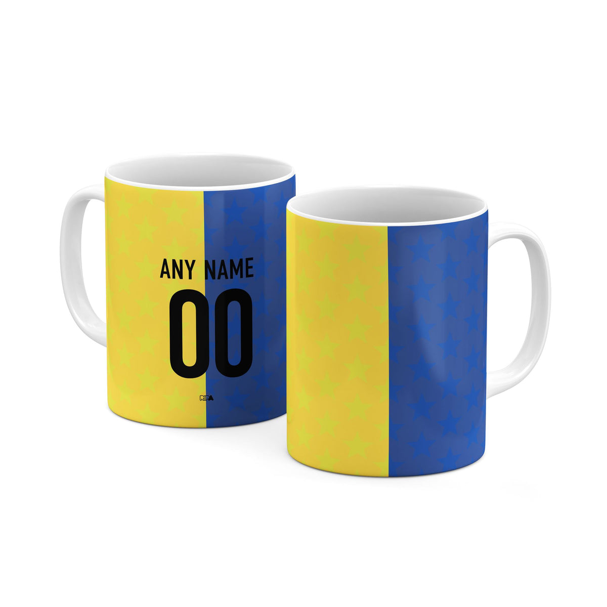Mug with the Boca Juniors 2026 Prematch football shirt design by RIPA Football