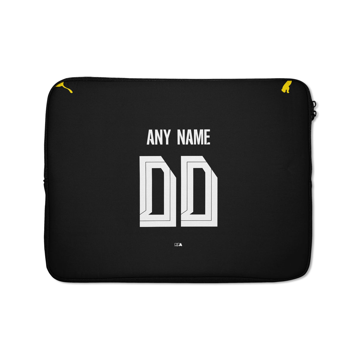 Laptop sleeve with the Borussia Dortmund 2026-27 Away football shirt design by RIPA Football