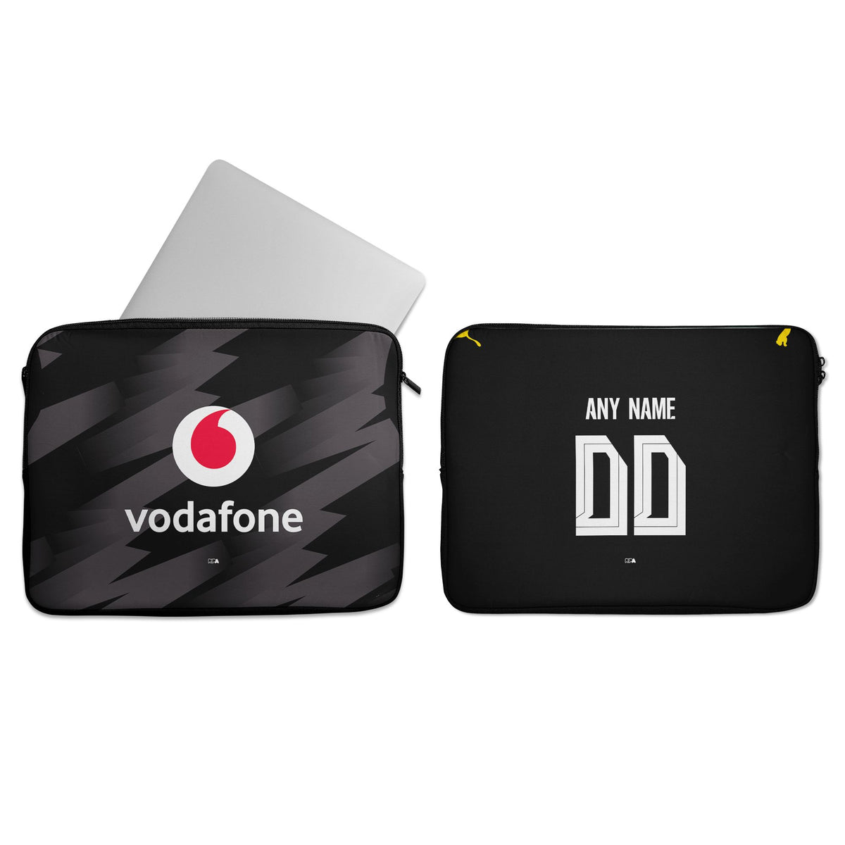 Laptop sleeve with the Borussia Dortmund 2026-27 Away football shirt design by RIPA Football