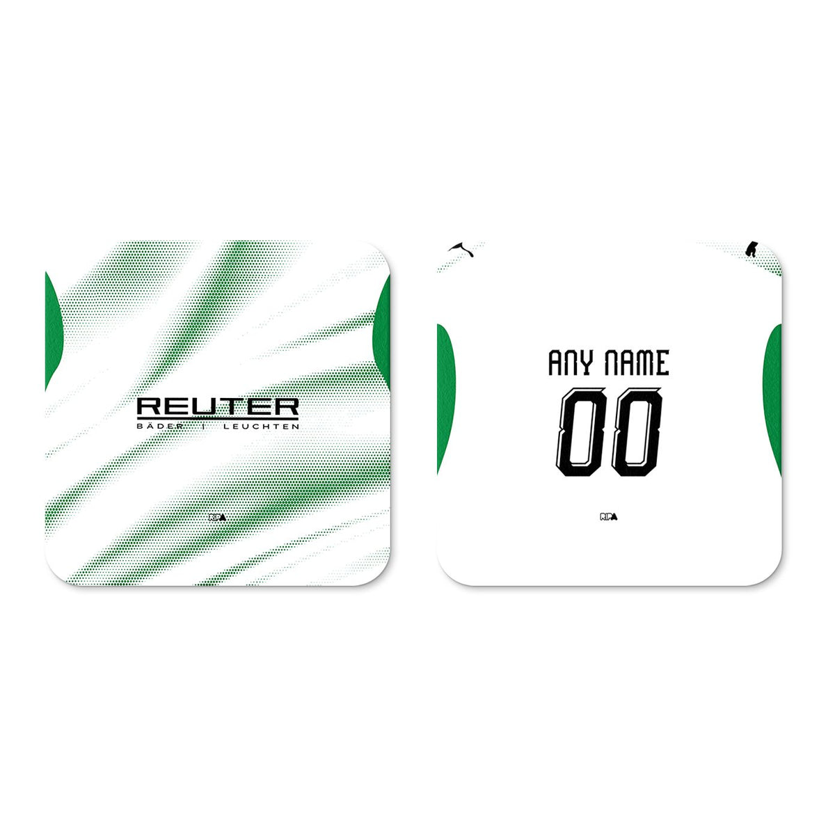 Coaster with the Borussia Mönchengladbach 2026-27 Home football shirt design by RIPA Football