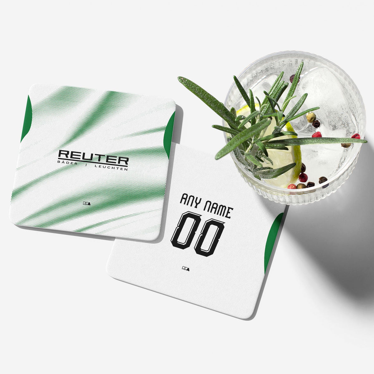 Coaster with the Borussia Mönchengladbach 2026-27 Home football shirt design by RIPA Football