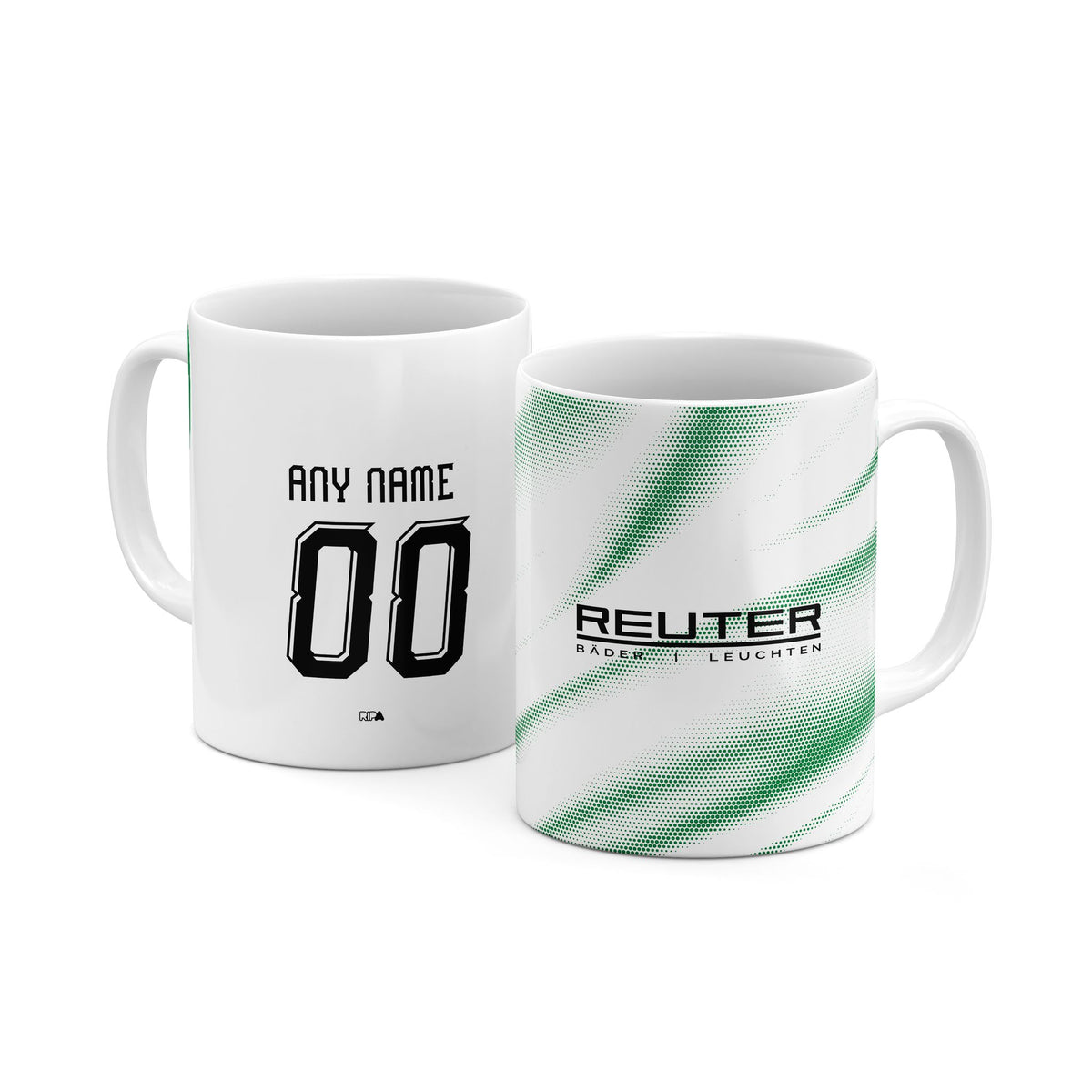 Mug with the Borussia Mönchengladbach 2026-27 Home football shirt design by RIPA Football