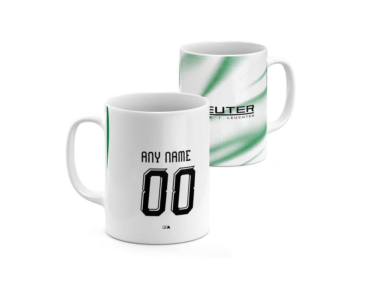 Mug with the Borussia Mönchengladbach 2026-27 Home football shirt design by RIPA Football