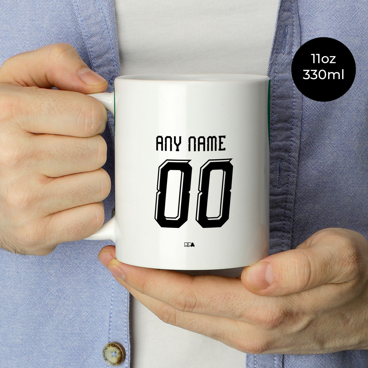 Mug with the Borussia Mönchengladbach 2026-27 Home football shirt design by RIPA Football