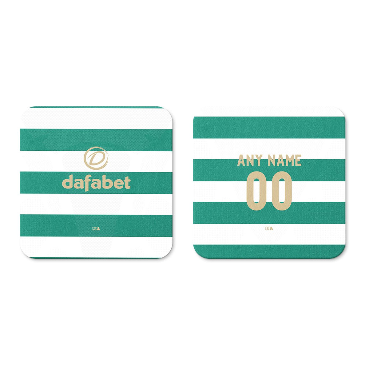 Coaster with the Celtic 2026-27 Home football shirt design by RIPA Football