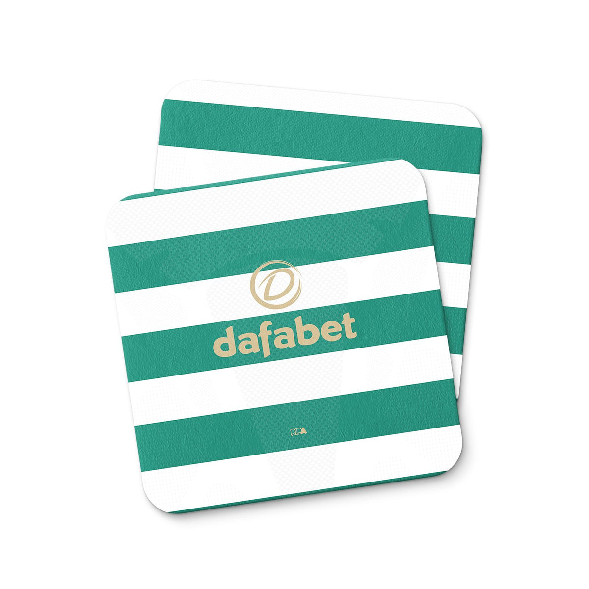 Coaster with the Celtic 2026-27 Home football shirt design by RIPA Football