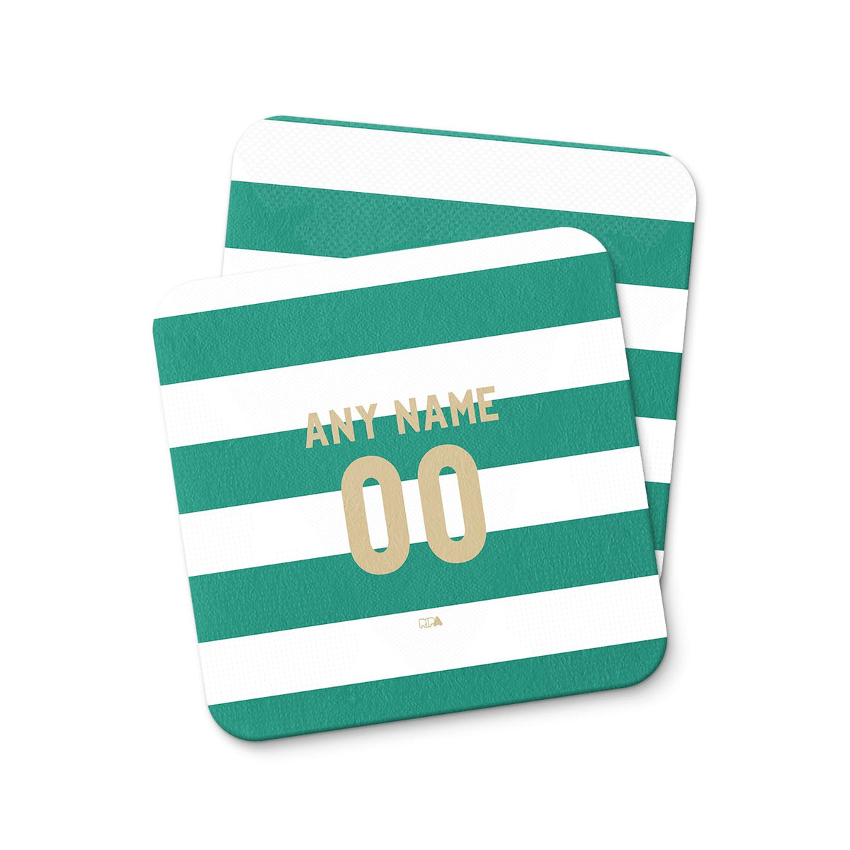 Coaster with the Celtic 2026-27 Home football shirt design by RIPA Football