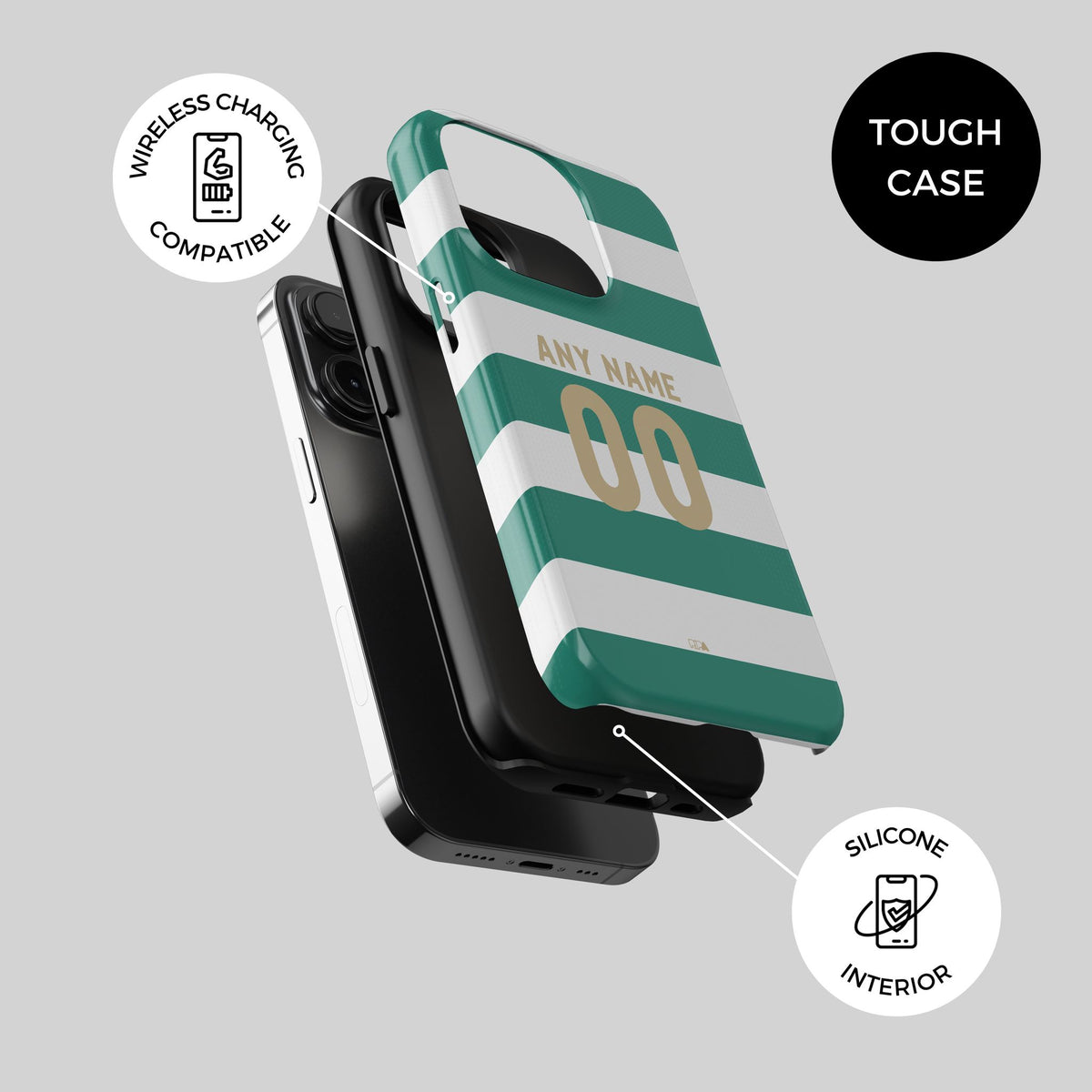 Phone case with the Celtic 2026-27 Home football shirt design by RIPA Football