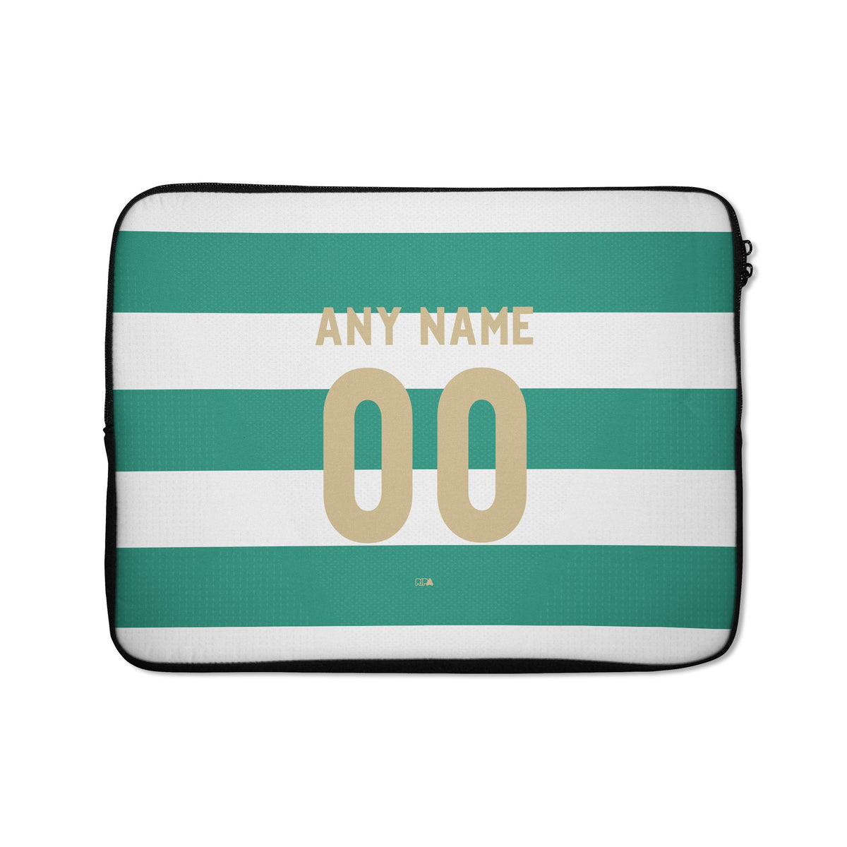 Laptop sleeve with the Celtic 2026-27 Home football shirt design by RIPA Football
