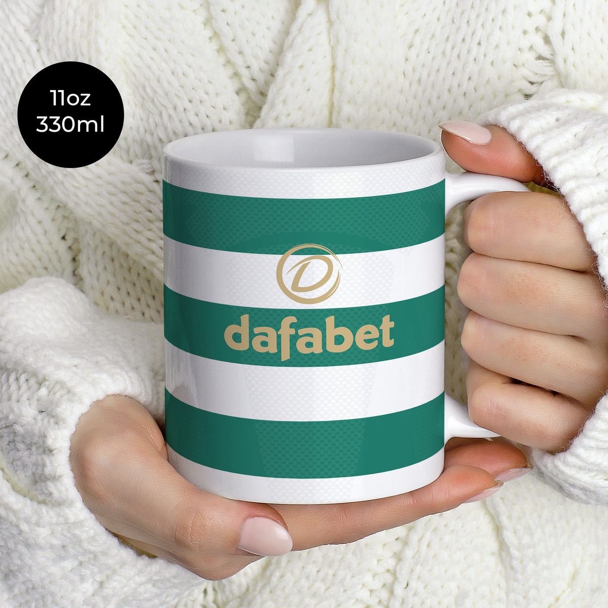 Mug with the Celtic 2026-27 Home football shirt design by RIPA Football