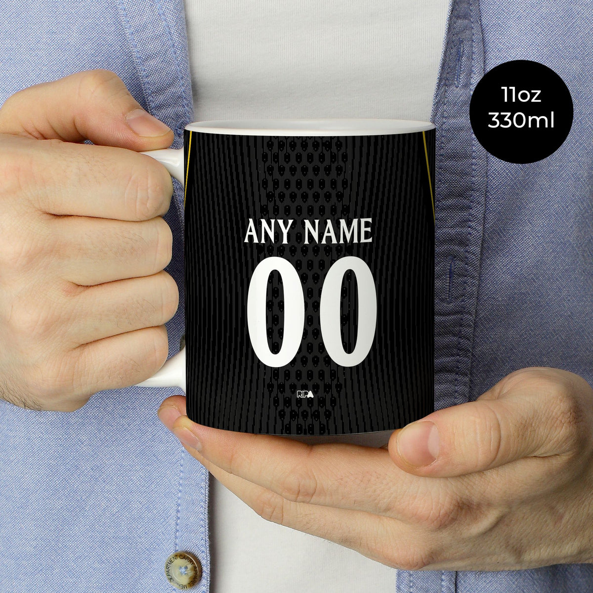 Mug with the Chelsea 2026-27 Away football shirt design by RIPA Football