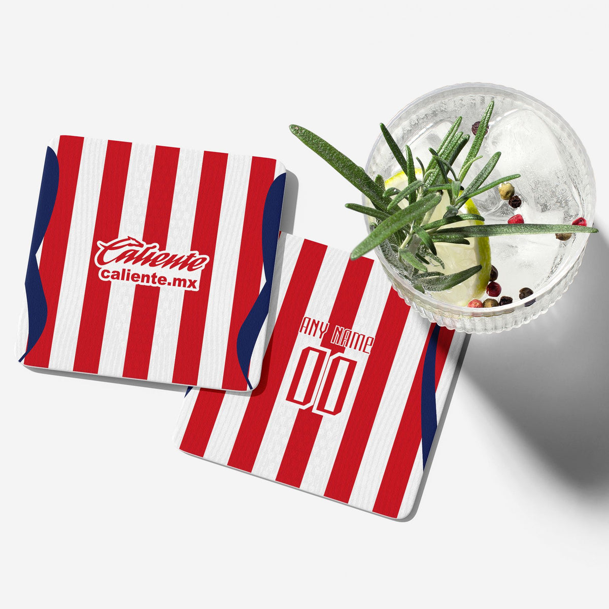 Coaster with the Chivas Guadalajara 2026-27 Home football shirt design by RIPA Football