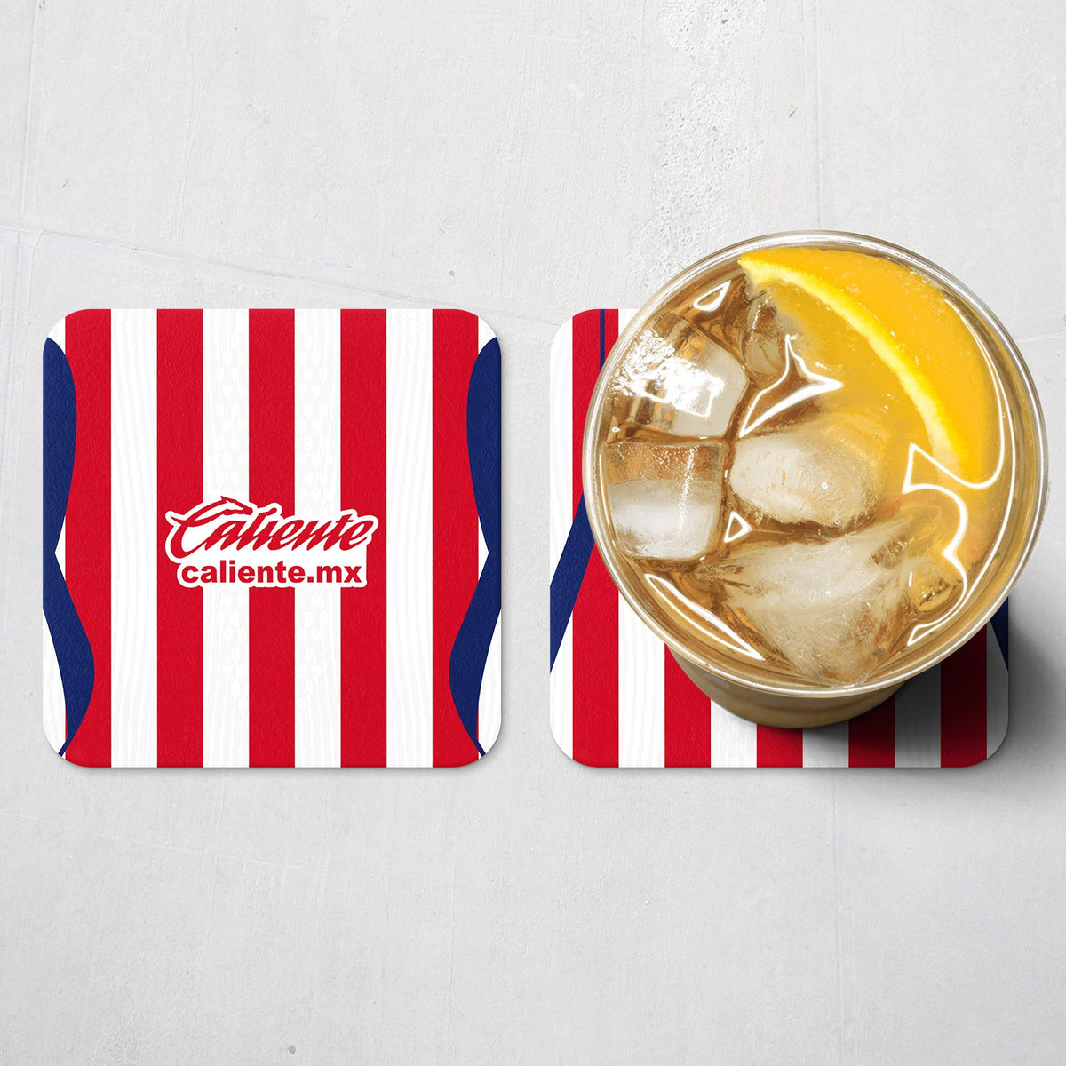 Coaster with the Chivas Guadalajara 2026-27 Home football shirt design by RIPA Football