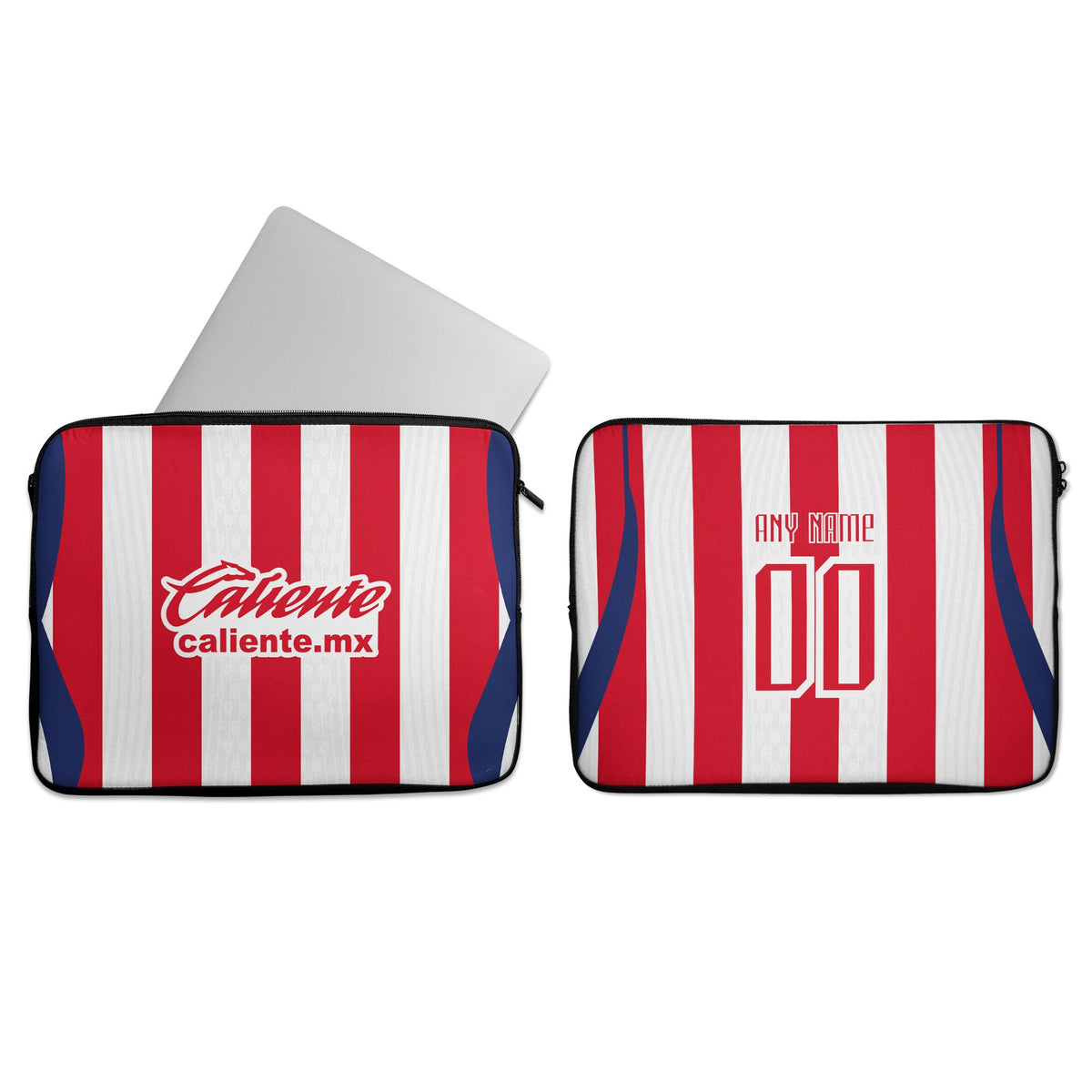 Laptop sleeve with the Chivas Guadalajara 2026-27 Home football shirt design by RIPA Football