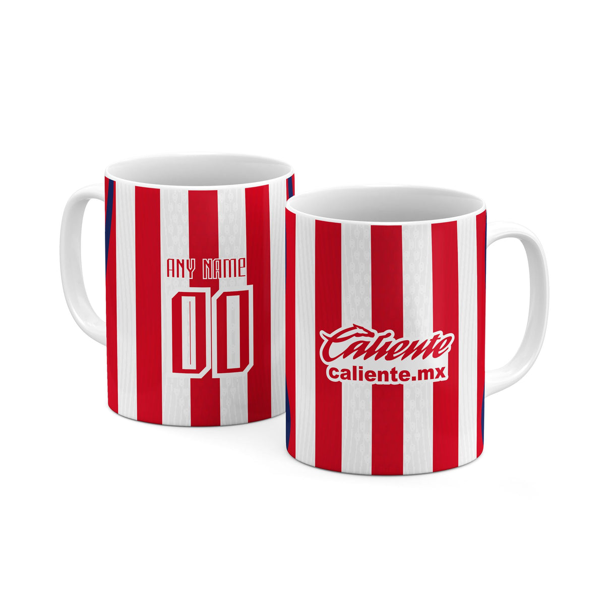 Mug with the Chivas Guadalajara 2026-27 Home football shirt design by RIPA Football