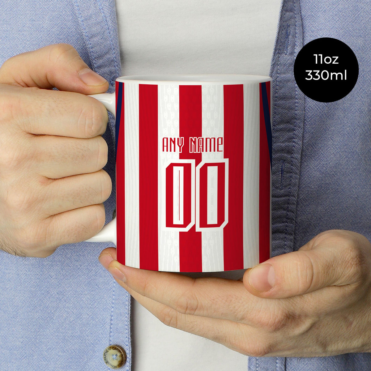 Mug with the Chivas Guadalajara 2026-27 Home football shirt design by RIPA Football