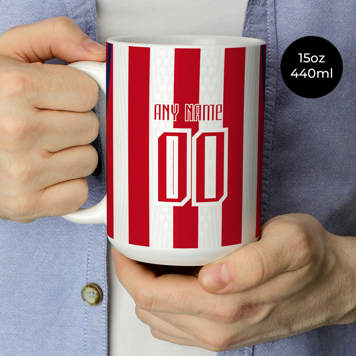 Mug with the Chivas Guadalajara 2026-27 Home football shirt design by RIPA Football
