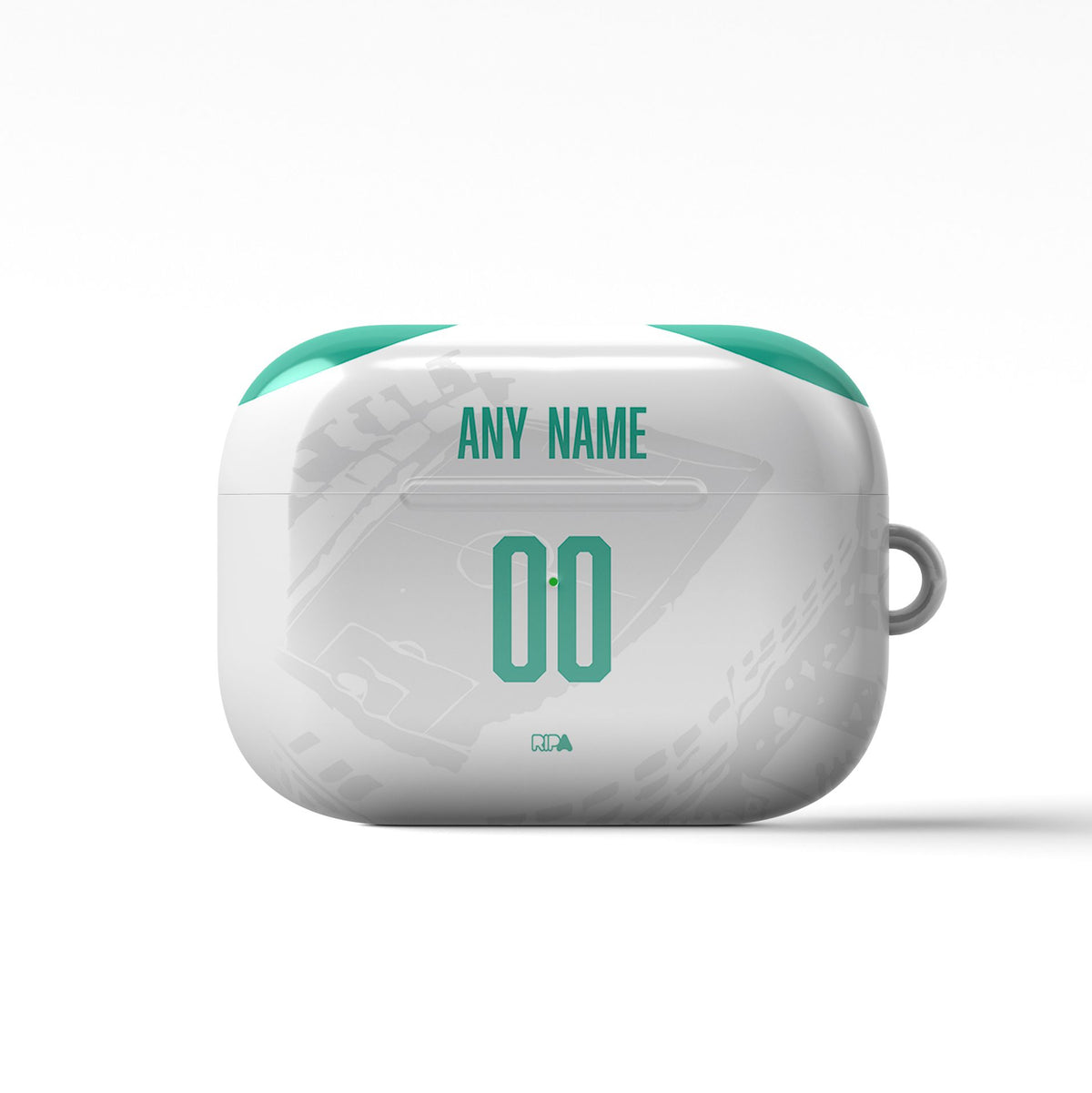 AirPods case with the Club León 2026-27 Away football shirt design by RIPA Football