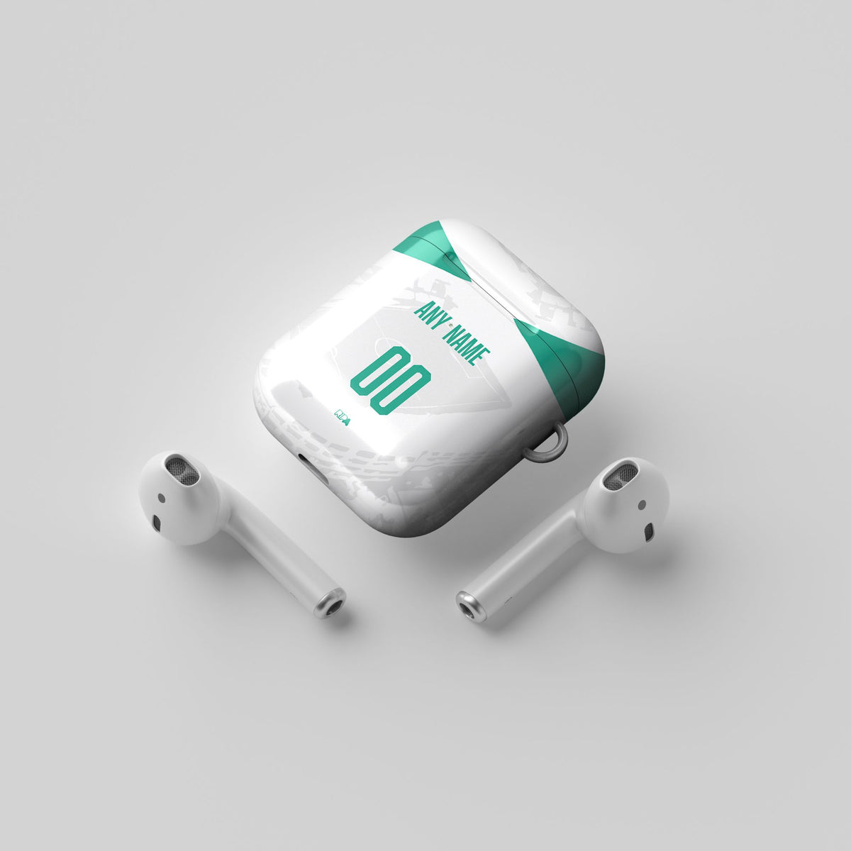 AirPods case with the Club León 2026-27 Away football shirt design by RIPA Football