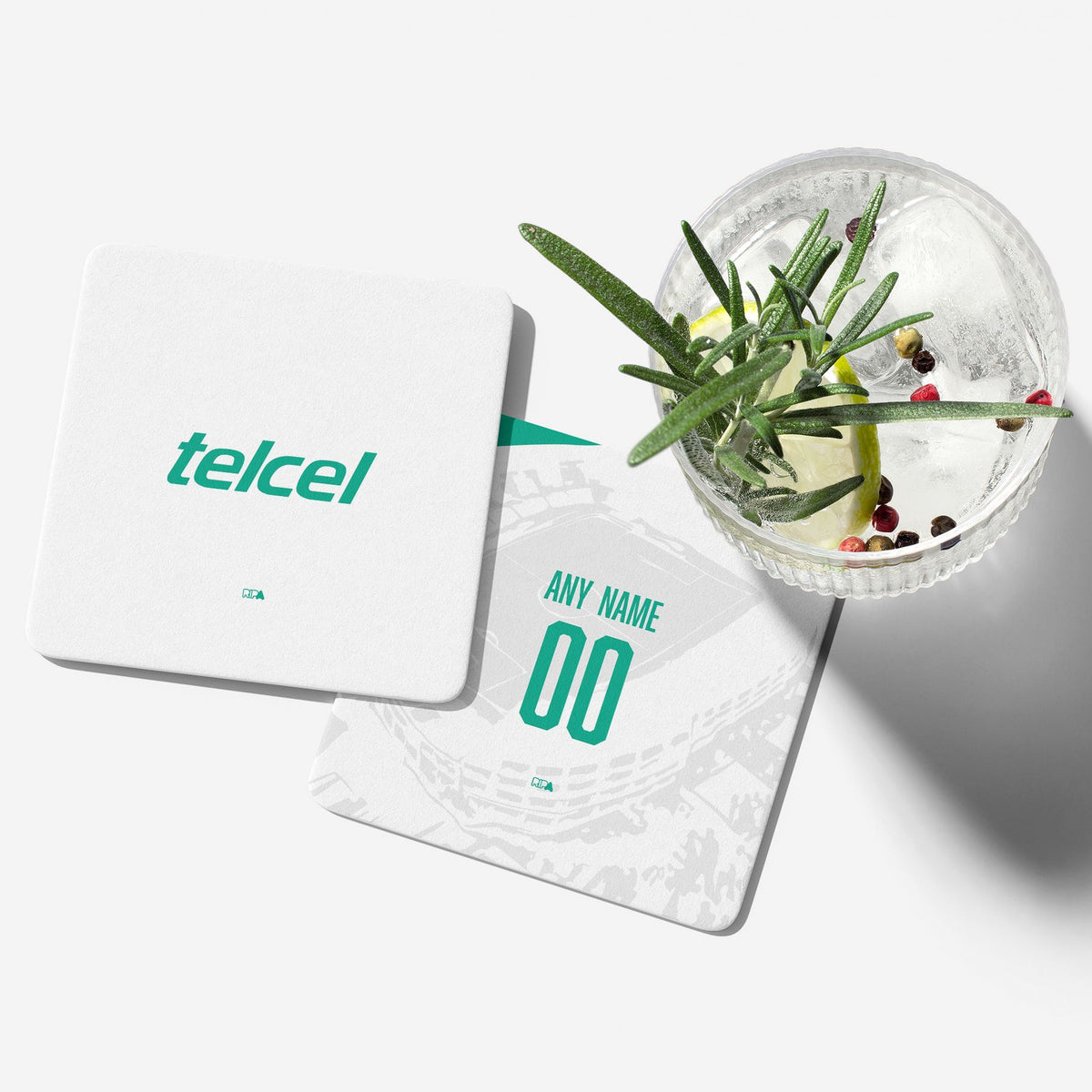 Coaster with the Club León 2026-27 Away football shirt design by RIPA Football