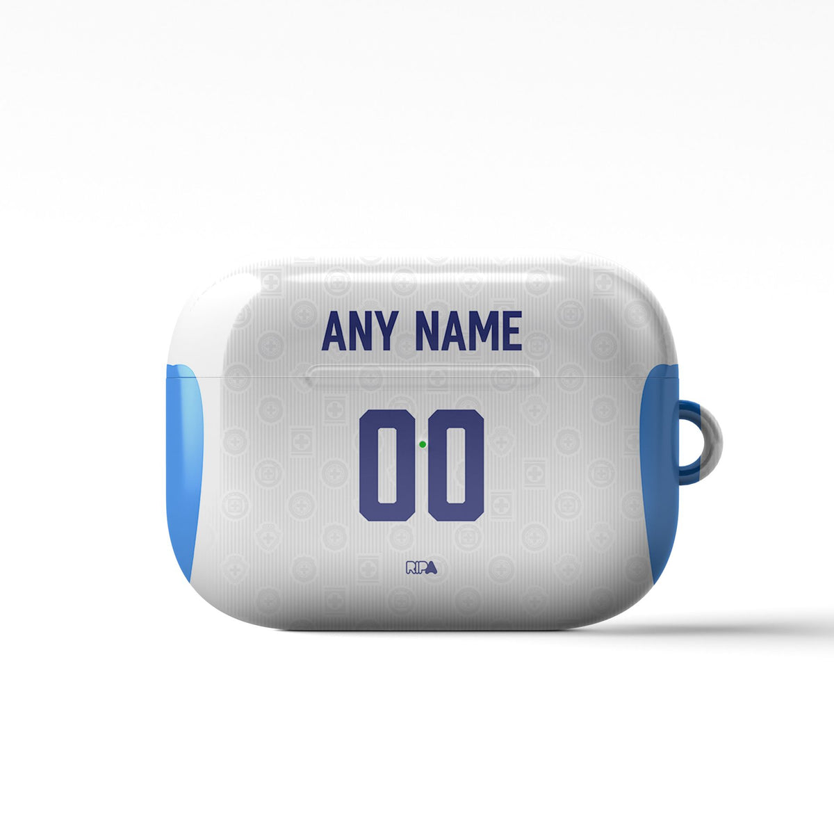 AirPods case with the Cruz Azul 2026-27 Away football shirt design by RIPA Football