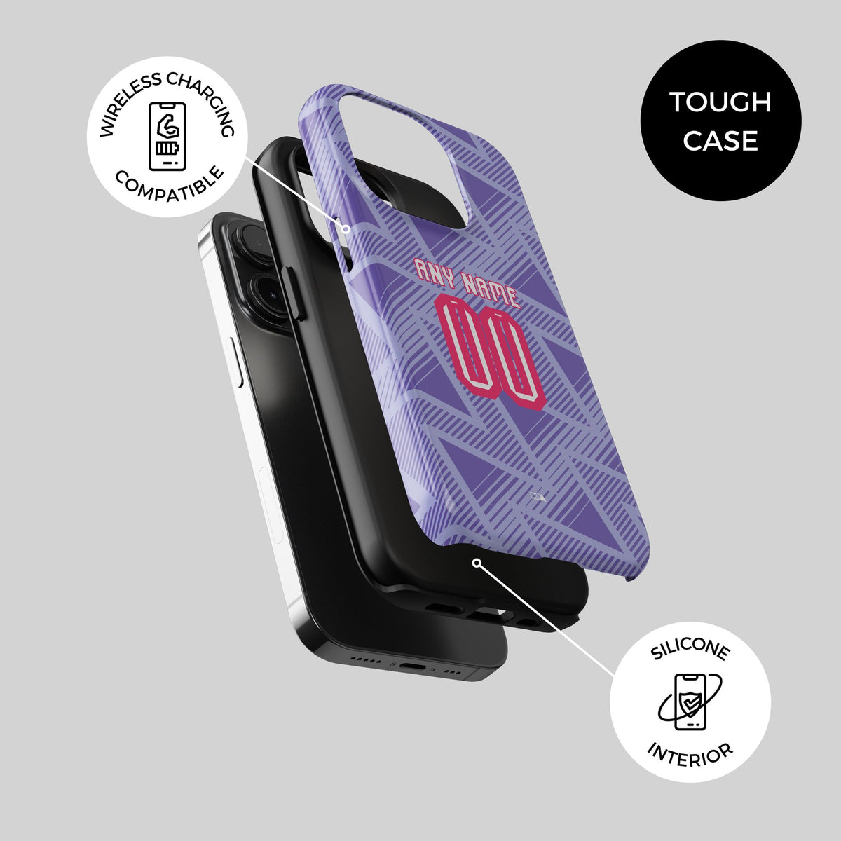 Phone case with the Bournemouth 2026-27 Away football shirt design by RIPA Football