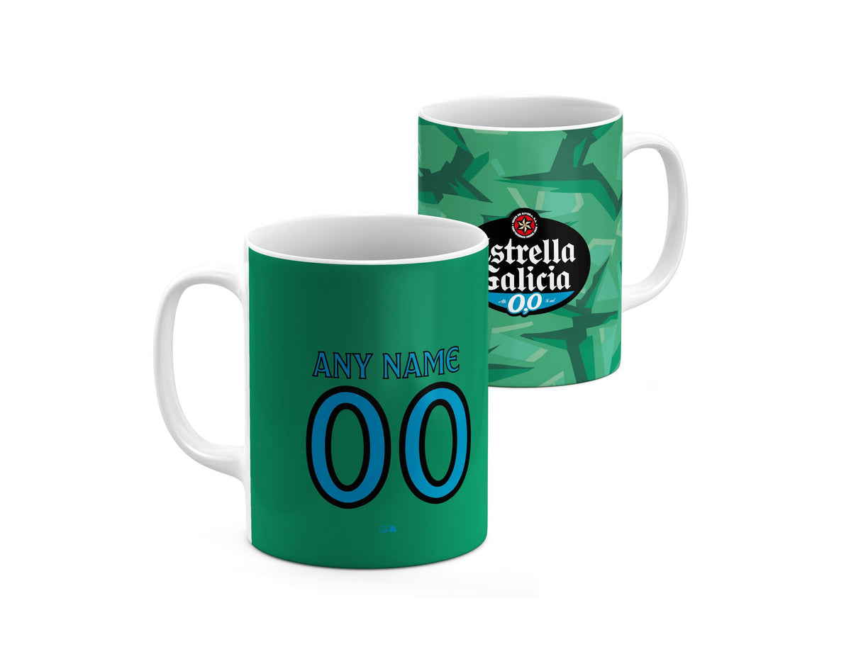 Mug with the Celta Vigo 2026-27 Goalkeeper football shirt design by RIPA Football