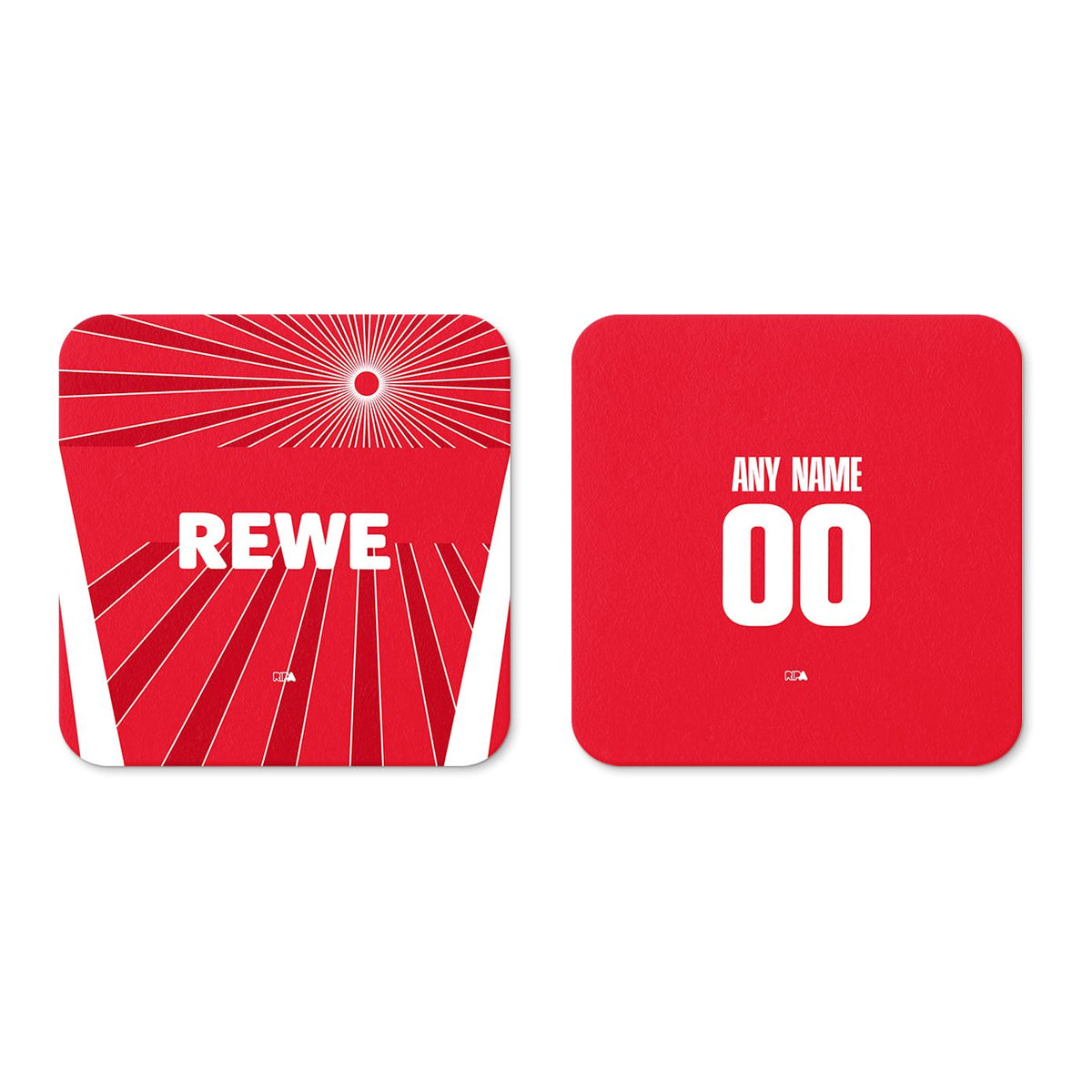 Coaster with the FC Köln 2024-25 Away football shirt design by RIPA Football