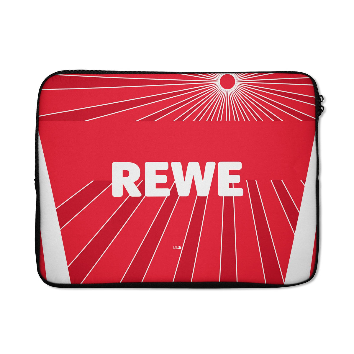 Laptop sleeve with the FC Köln 2024-25 Away football shirt design by RIPA Football