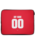 Laptop sleeve with the FC Köln 2024-25 Away football shirt design by RIPA Football