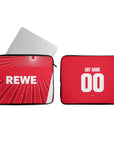 Laptop sleeve with the FC Köln 2024-25 Away football shirt design by RIPA Football