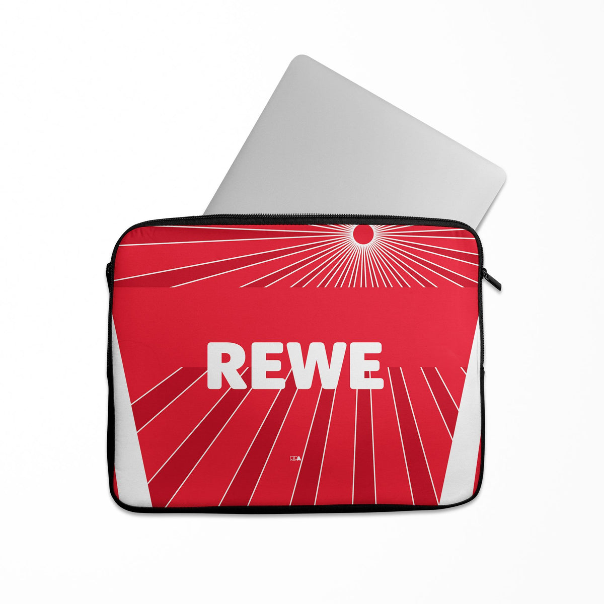 Laptop sleeve with the FC Köln 2024-25 Away football shirt design by RIPA Football
