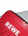 Laptop sleeve with the FC Köln 2024-25 Away football shirt design by RIPA Football